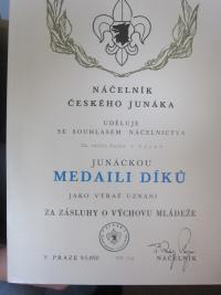 Medal of thanks for Roman Prajzler
