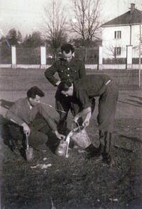 Marking out the playground in Sabinov (Ivan Kutín stands in the middle)