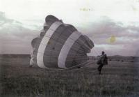Ivan Kutín after the parachute jump in Prešov