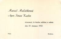 Svatební oznámení Ivana Kutína a Marie Malátkové