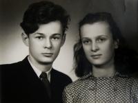 Joseph with his sister in Pilsen in 1955