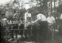 Scout camp in Kondrác pod Blaníkem (Ivan Kania sitting, the second from the left) (1938)