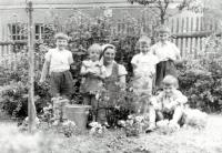 Ivan Kania (third from right) with brothers and sister in nursery school, Karlovy Vary (1937)