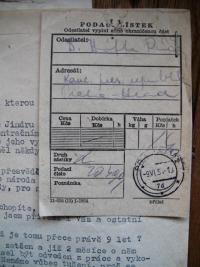 Podací lístek k žádosti o propuštění otce