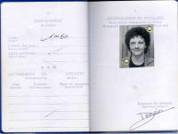 False pasport used by Carole Paris in November 1982
