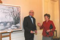 Libuše s prof. Františkem Dvořákem, vernisáž výstavy, Clam-Gallasův palác, Praha 2009