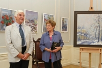 Libuše with Dr Václav Ledvinka, exhibition opening, Clam-Gallas Palace, Prague 2014