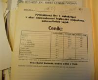 Ceník ošacení legionářů