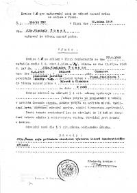 Document with details on JUDr. Vladimír Šuman imprisonment in labour camp