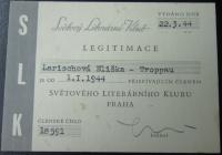 Legitimace Světového literárního klubu díky němuž Alžbětu Kubišovou propustili v roce 1945 ze sběrného tábora v Opavě