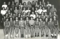 Sokol Jablonec n/N´s junior women (participants of Sokol festival in 1948, Milena Janouchová bottom row, first on the left; team´s coach Božena Měšťáčková in the middle wearing white blouse)