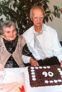 Koloman Hamar celebrating his 90th birthday with his wife (2012)