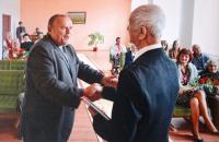 Koloman Hamar celebrating his 90th birthday, being awarded the Slovak Minister of Defence Medal of III. degree, and the War veteran badge