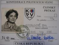 Eva Soukalová v 90. letech na průkazu KPV