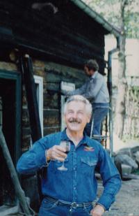 In front of his cottage in Polevsko, near Nový Bor