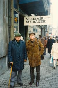 Vladimír Suchánek and His Father in Spálená Street at an Exposition (Prague, 1985)