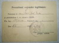 Vojenský průkaz příslušníka 1. čs. armádního sboru v SSSR