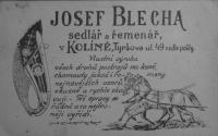 Reklama na firmu Josefa Blechy, dědečka Stanislava Schwarze