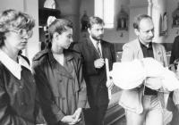 Baptism of the eldest daughter in September 1990 in Vendryně. From left: wife Ursula, Renata Górecka-Miss Czechoslovakia, Mirek Jasiński-attaché of the Embassy of the Republic of Poland