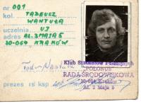Member card of Polonus (club of Polish students)