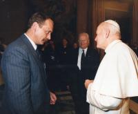 Tadeusz Wantuła meeting Pope John Paul II. in 1990 in Poland
