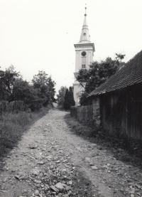Evangelic church in Prosetín by Bytřice nad Pernštejnem - around 1986