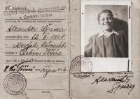 Průkaz studenta těšínského gymnázia z roku 1946