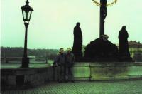Meeting a former classmate Petr in Prague, 1995