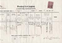 Rodný list Viléma Lederera (israelitská náboženská obec ve Volyni), pravá část