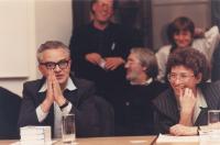Márkus György és Erdélyi Ágnes Márkus 60. születésnapja alkalmából rendezett konferencián, 1994 