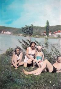 With family at a lake
