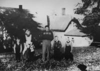 Josef Mahel's family in 1954, his son Jaroslav on the left