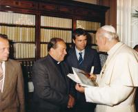 At Pope's private library, with priest Huvar