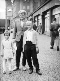 Strážnická Jaroslava – brothers Antonín and Václav, trip in Prague, about 1964