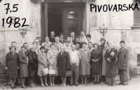 At the school reunion on Pivovarská street, Jablonec n/N, 1982 (Milan Čapek in the penultimate row, second from the left)