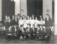 A photograph from graduation ball - Vladimír Rams in the first row the fourth left