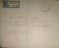 One of the first post-war letters addressed to Viktor Wellemín in England, bottom left - Czechoslovak Republic