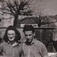 Max Lieben with his wife-to-be Eva Fürstová, Žilina 1947