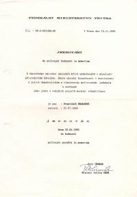 9. Jmenování policejním poručíkem in memoriam