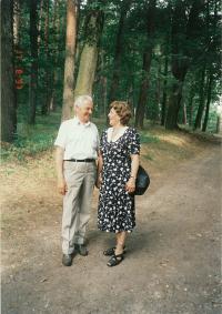 With his wife in 1997