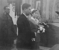 Wedding photo of Vera and Frantisek Jurásek in 1956 in Letovice 
