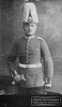 Ludgarda Plačková's father František Galdia as a Prussian soldier in Berlin, 1909