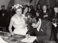 Svatba Dany Seidlové (roz. Guthové) s Rudolfem Seidlem, 1957