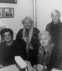 Marie Selicharová with librarians in the Czech library of F. Burian in Daruvar
