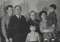 Family Pešek, marie with her children Miluška and Radek, Christmas, Duchcov 1961