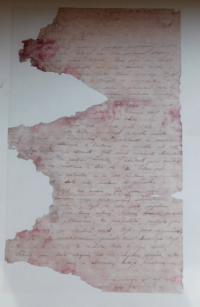 Kopie jednoho z dopisů psaných mezi Vilmou Vaculíkovou a Janem Kubišem, strana 1