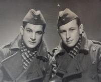 Emil Bartoš in the army with his friend