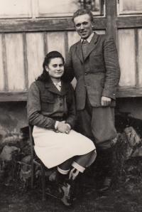 With her future husband Jaroslav Košek, 1948