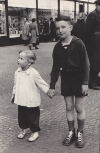1954? Witness with his sister Helena, Wenceslas Square in Prague