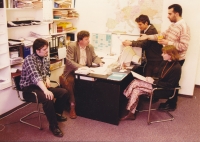 1997-2000 Witness (sitting behind a desk) with colleagues in the editorial office of Přítomnost, Prague